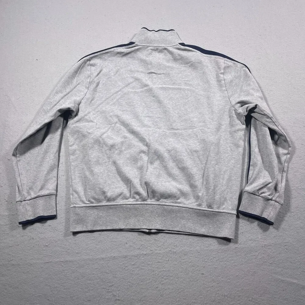 Polo Ralph Lauren Track Jacket Men Large Regular Gray Navy Stripe Athleisure‎